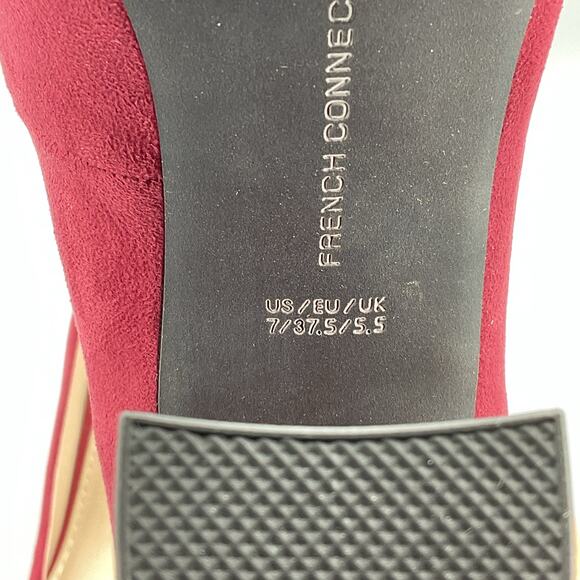 NEW French Connection Women’s Kelsey Block Heel Pumps Burgundy Size 7M - Picture 5 of 10